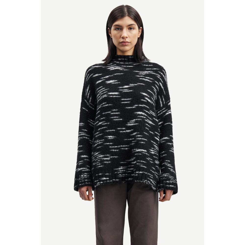 Samsoe Samsoe 'Celeste' Black White Oversized Mock Neck Sweater Size Medium